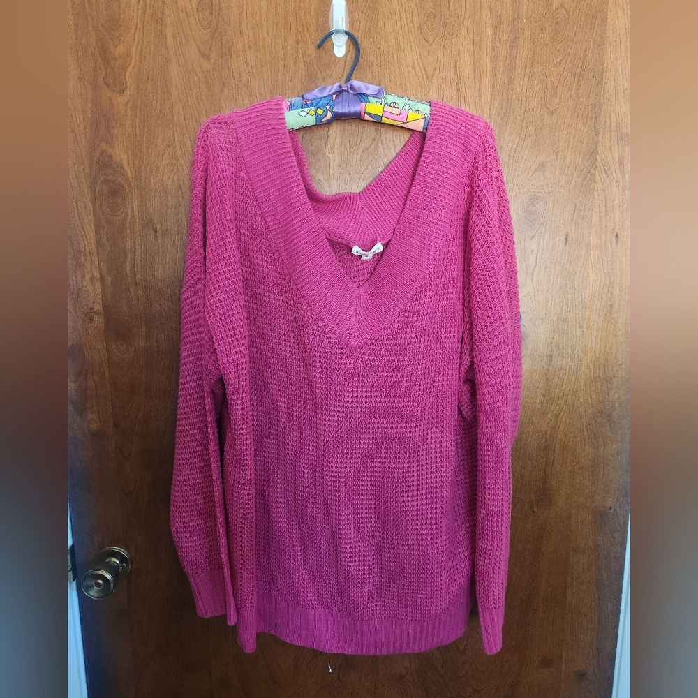 Zenana off the shoulder pink sweater